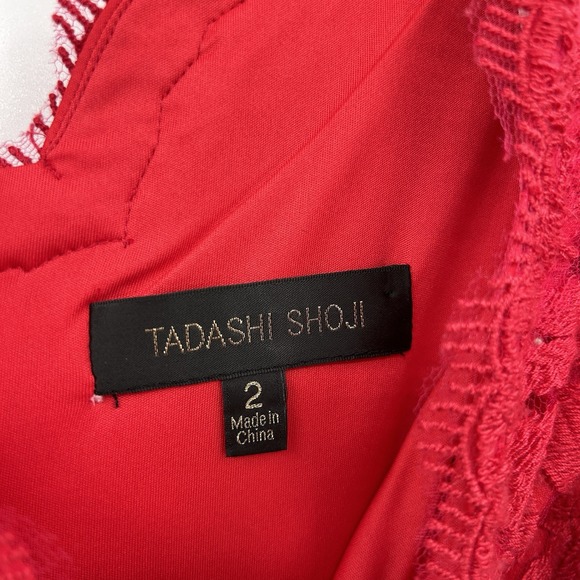 Tadashi Shoji Womens Carla Embroidered Lace Sheath Cocktail Dress Size 2 Pink - Picture 9 of 13